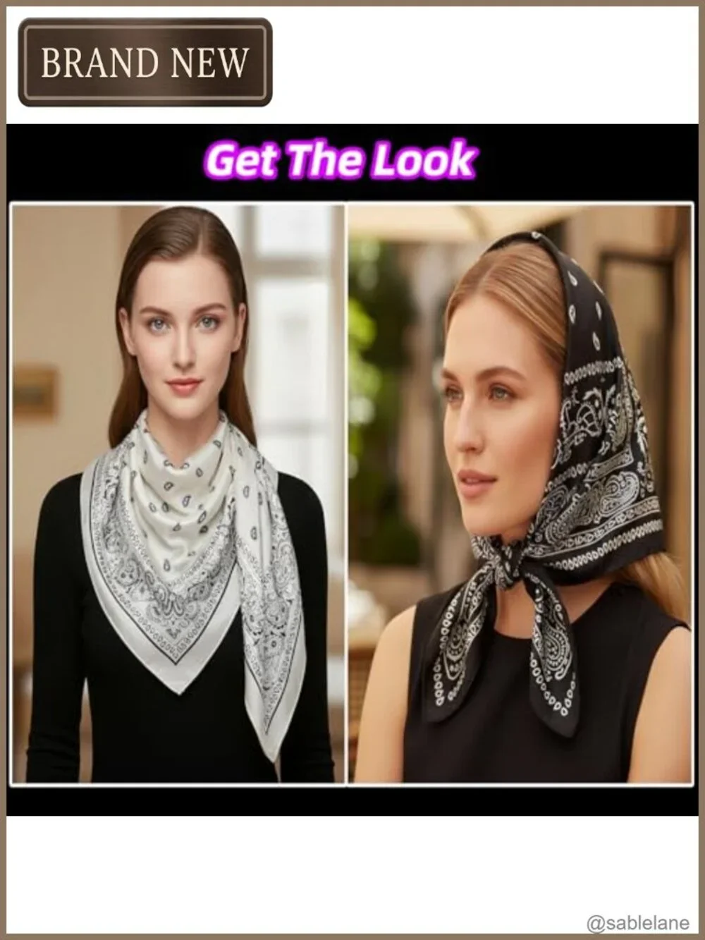 Silk Feeling Satin Square Head Scarf for Hair Wrapping, Neck Scarf & Shawl - 2